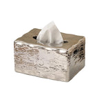 Square tissue box cover with marble pattern on a white background