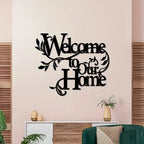 Welcoming Home Decor Signage Black Metal Wall Art 3D Iron Craft Wall Mounted Welcome To Our Home Plaque Wall Decoration For Living Room Airbnb Wall Decor