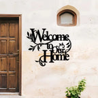 Welcoming Home Decor Signage Black Metal Wall Art 3D Iron Craft Wall Mounted Welcome To Our Home Plaque Wall Decoration For Living Room Airbnb Wall Decor