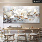 White Magnolia Floral Wall Art Fine Art Canvas Prints Modern Botanical Pictures For Living Room Dining Room Art For Contemporary Interiors