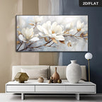 White Magnolia Floral Wall Art Fine Art Canvas Prints Modern Botanical Pictures For Living Room Dining Room Art For Contemporary Interiors