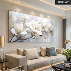 White Magnolia Floral Wall Art Fine Art Canvas Prints Modern Botanical Pictures For Living Room Dining Room Art For Contemporary Interiors