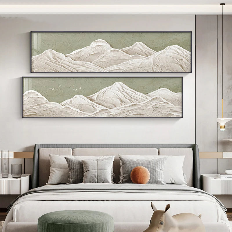 White Mountain Wide Format Abstract Wall Art Fine Art Canvas Prints For Bedroom Pictures For Above The Bed Art For Above The Sofa