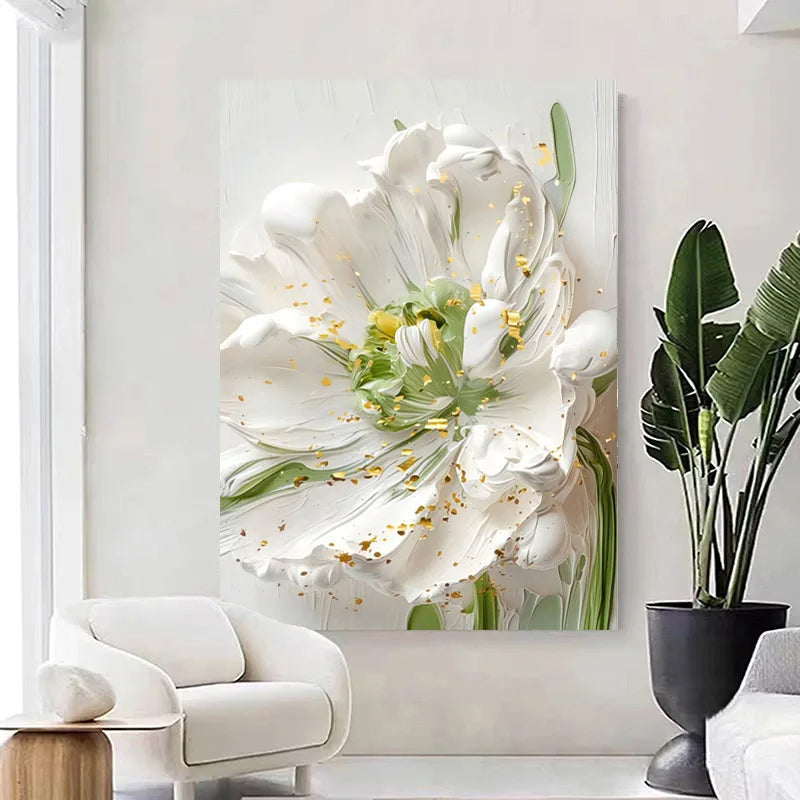 White Petal Flowers Abstract Wall Art Fine Art Canvas Prints Modern Floral Pictures For Living Room Bedroom Art For Modern Home Decor 2025