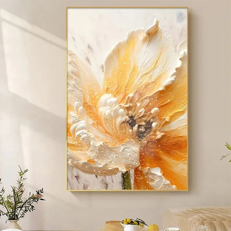 White Petal Flowers Abstract Wall Art Fine Art Canvas Prints Modern Floral Pictures For Living Room Bedroom Art For Modern Home Decor 2025