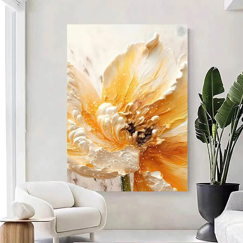 White Petal Flowers Abstract Wall Art Fine Art Canvas Prints Modern Floral Pictures For Living Room Bedroom Art For Modern Home Decor 2025
