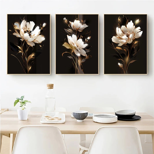 White Petal Flowers Wall Art Fine Art Canvas Prints Modern Botany Floral Pictures For Living Room Bedroom Hotel Room Art Decor