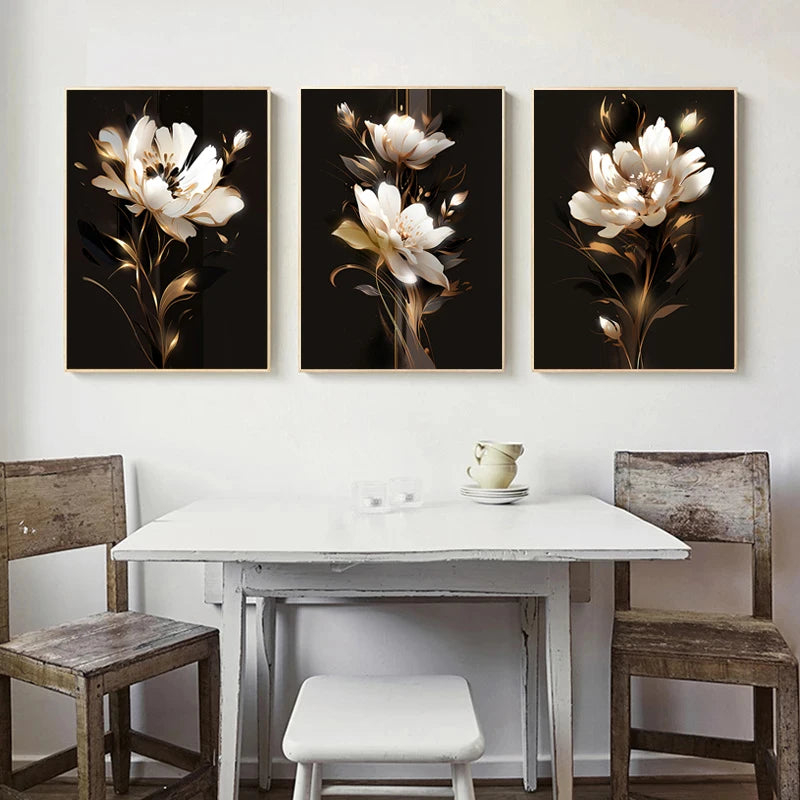 White Petal Flowers Wall Art Fine Art Canvas Prints Modern Botany Floral Pictures For Living Room Bedroom Hotel Room Art Decor