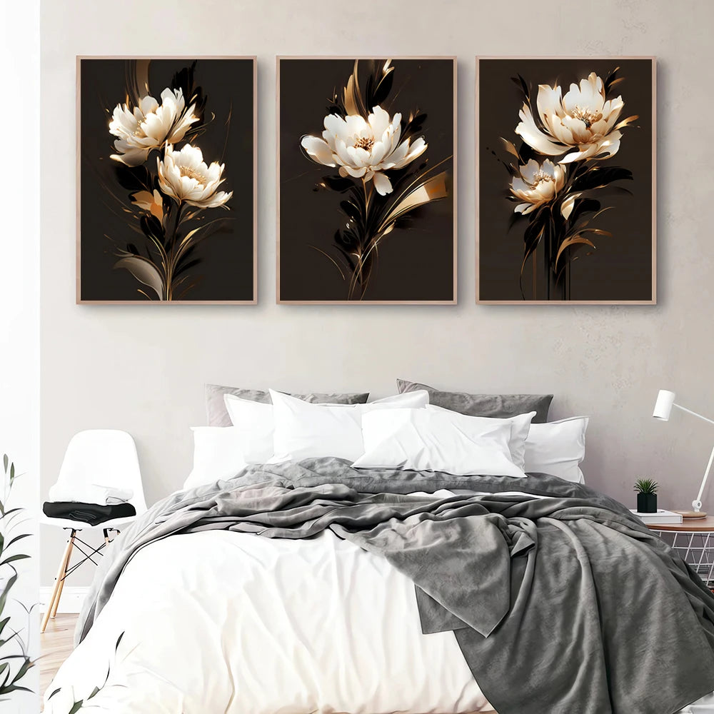 White Petal Flowers Wall Art Fine Art Canvas Prints Modern Botany Floral Pictures For Living Room Bedroom Hotel Room Art Decor