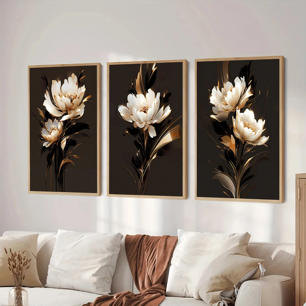 White Petal Flowers Wall Art Fine Art Canvas Prints Modern Botany Floral Pictures For Living Room Bedroom Hotel Room Art Decor