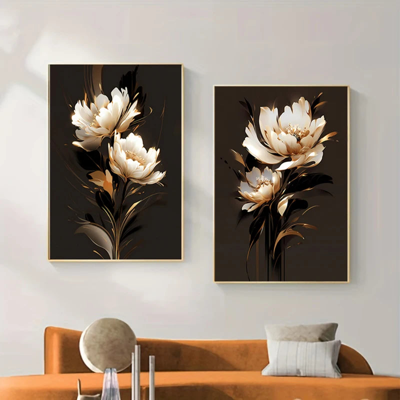 White Petal Flowers Wall Art Fine Art Canvas Prints Modern Botany Floral Pictures For Living Room Bedroom Hotel Room Art Decor