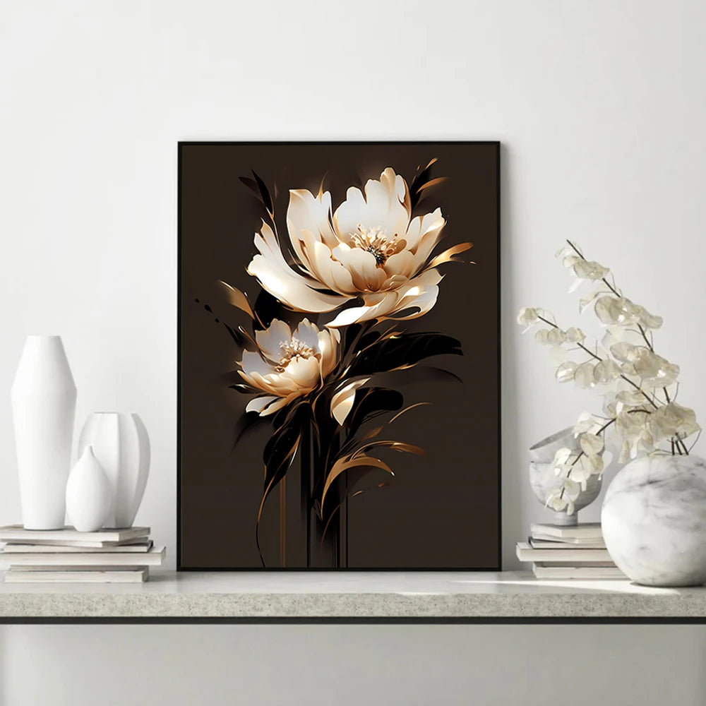 White Petal Flowers Wall Art Fine Art Canvas Prints Modern Botany Floral Pictures For Living Room Bedroom Hotel Room Art Decor 2024