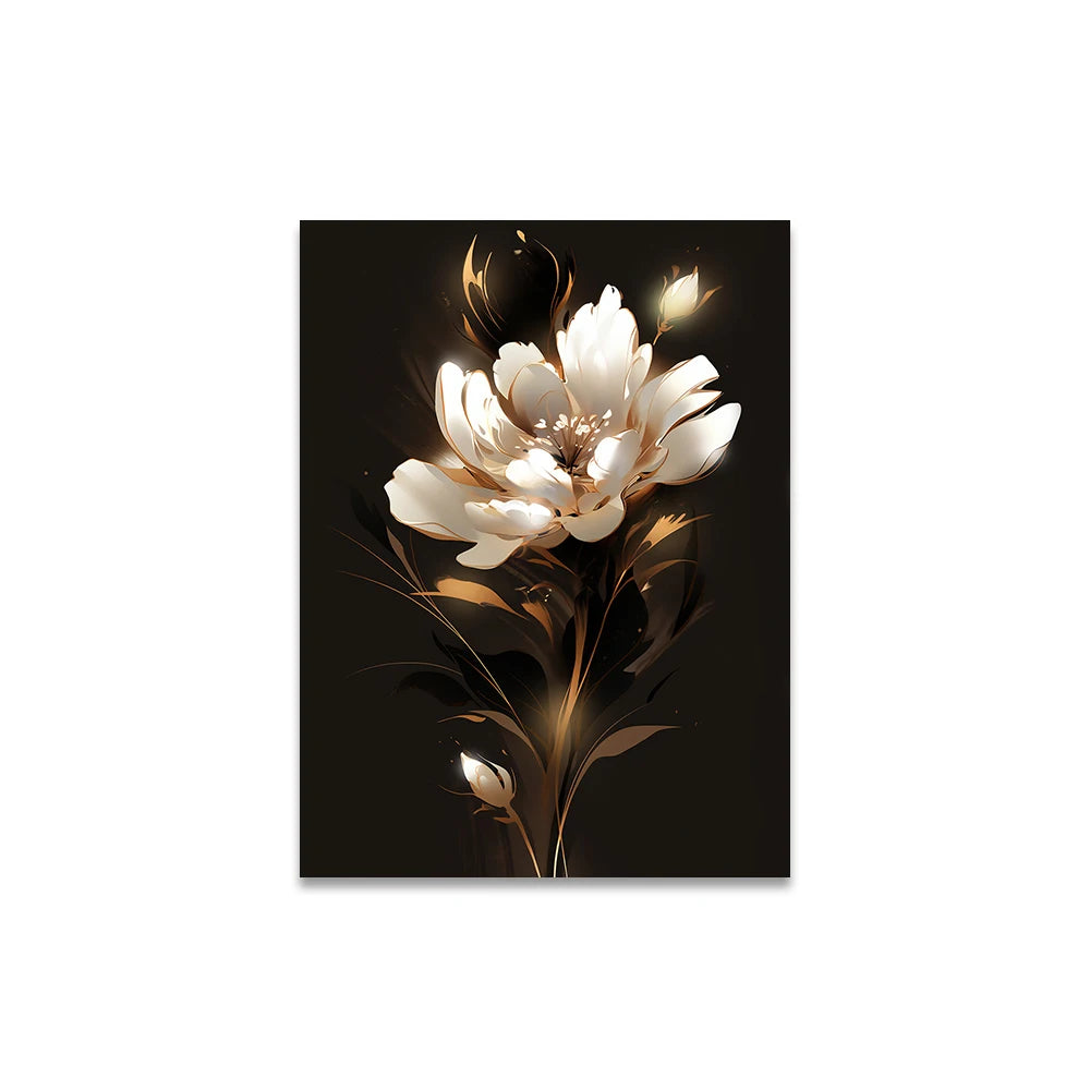 White Petal Flowers Wall Art Fine Art Canvas Prints Modern Botany Floral Pictures For Living Room Bedroom Hotel Room Art Decor 2024