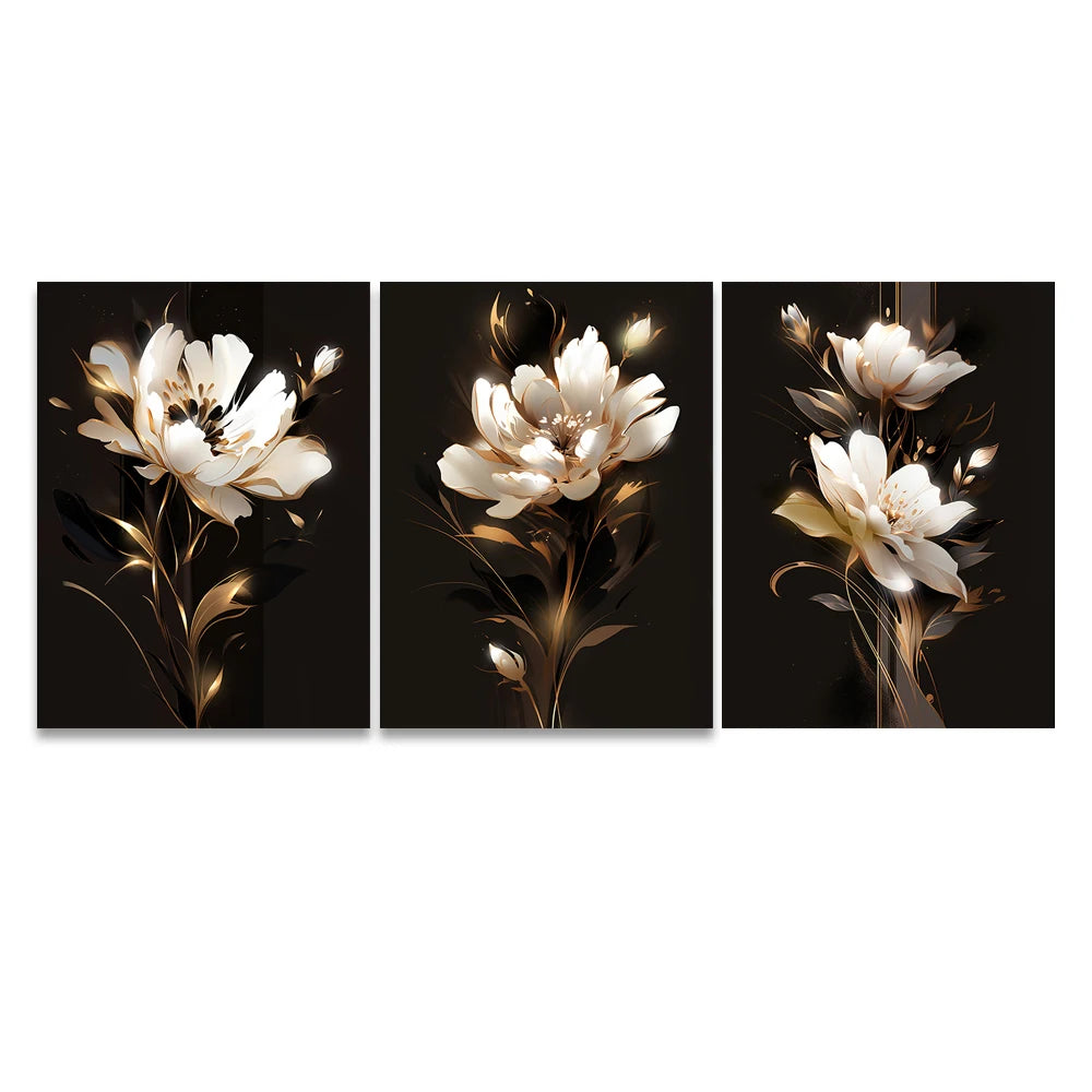 White Petal Flowers Wall Art Fine Art Canvas Prints Modern Botany Floral Pictures For Living Room Bedroom Hotel Room Art Decor 2024
