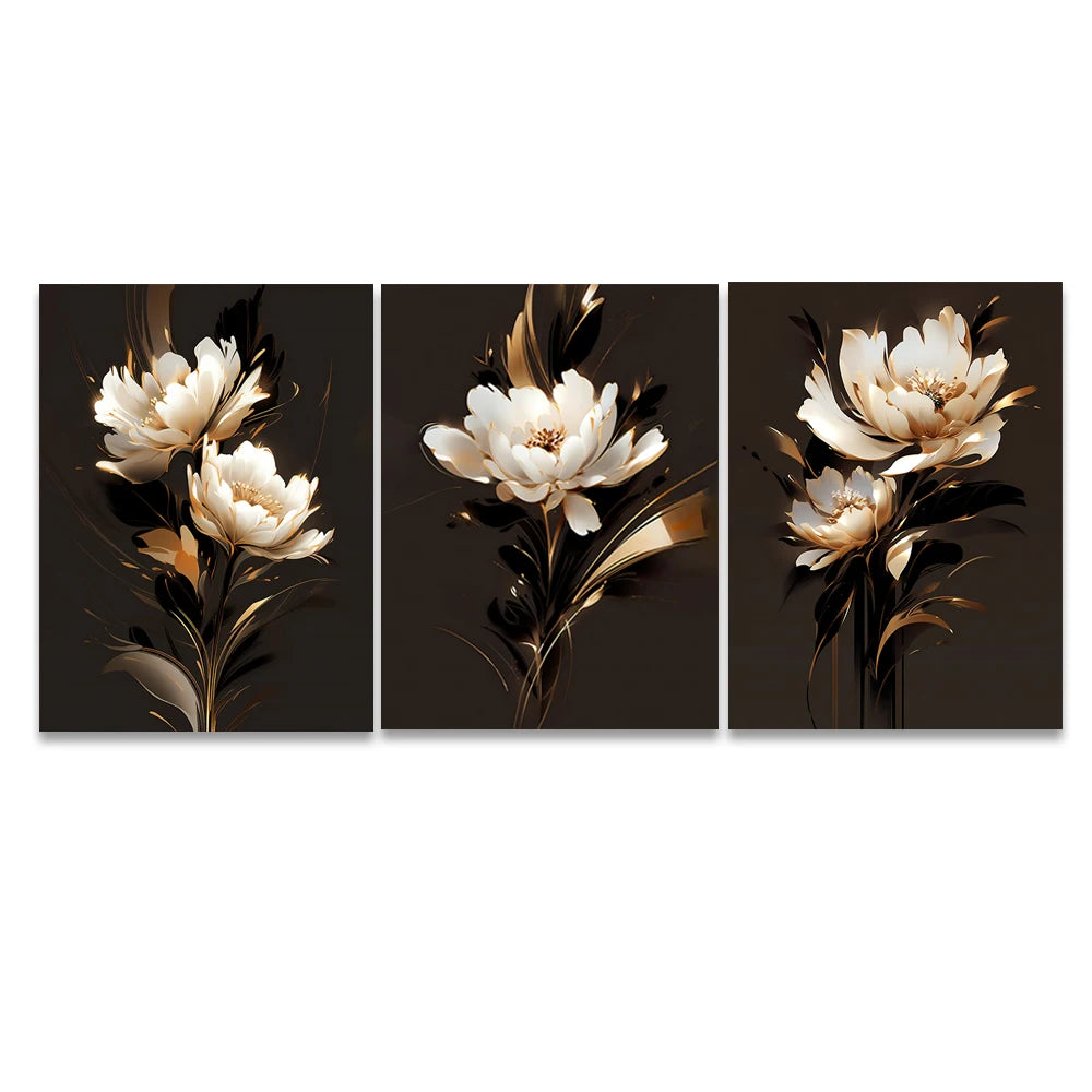 White Petal Flowers Wall Art Fine Art Canvas Prints Modern Botany Floral Pictures For Living Room Bedroom Hotel Room Art Decor 2024