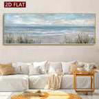 Wide Format Abstract Coastal Seascape Wall Art Fine Art Canvas Print Modern Landscape Artwork For Living Room Panoramic Art For Above The Sofa