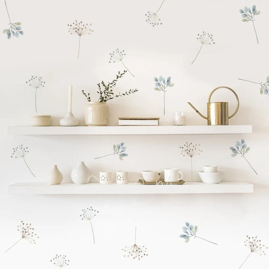 Wild Meadow Flowers Wall Decals Removable PVC Wall Stickers For Kitchen Dining Room Cafe Wall Decoration Creative DIY Home Decor