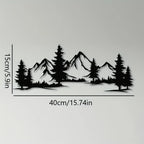 Wild Mountain Wilderness Landscape Black Metal Wall Art Plaque 3D Iron Crafted Wall Decor For Living Room Dining Room Modern Rustic Nordic Home Decor