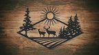 Wild Nature Forest Deer Wall Plaque Black Metal Wall Art 3D Iron Craft Wall Decoration For Living Room Dining Room Creative Nordic Home Decor