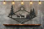 Wild Nature Forest Deer Wall Plaque Black Metal Wall Art 3D Iron Craft Wall Decoration For Living Room Dining Room Creative Nordic Home Decor