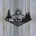 Wild Nature Forest Deer Wall Plaque Black Metal Wall Art 3D Iron Craft Wall Decoration For Living Room Dining Room Creative Nordic Home Decor