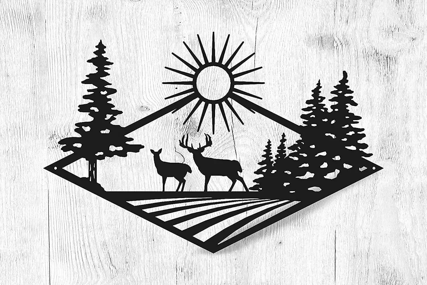 Wild Nature Forest Deer Wall Plaque Black Metal Wall Art 3D Iron Craft Wall Decoration For Living Room Dining Room Creative Nordic Home Decor