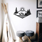 Wild Nature Forest Deer Wall Plaque Black Metal Wall Art 3D Iron Craft Wall Decoration For Living Room Dining Room Creative Nordic Home Decor