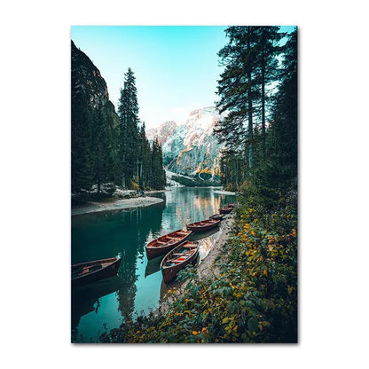 Wilderness Landscape Mountain Lake Forest Wall Art Fine Art Canvas Prints Pictures Of Calm For Living Room Dining Room Art Decor