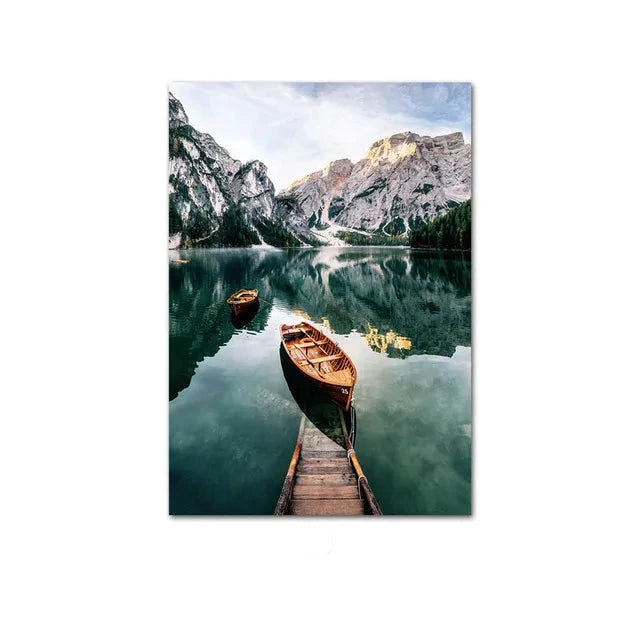 Wilderness Landscape Mountain Lake Forest Wall Art Fine Art Canvas Prints Pictures Of Calm For Living Room Dining Room Art Decor