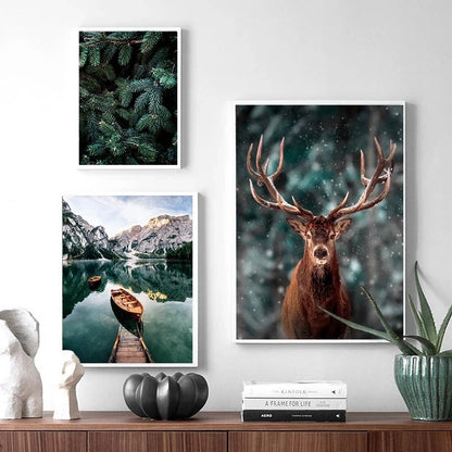 Wilderness Landscape Mountain Lake Forest Wall Art Fine Art Canvas Prints Pictures Of Calm For Living Room Dining Room Art Decor