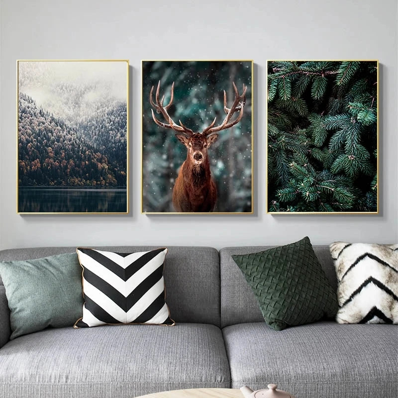 Wilderness Landscape Mountain Lake Forest Wall Art Fine Art Canvas Prints Pictures Of Calm For Living Room Dining Room Art Decor