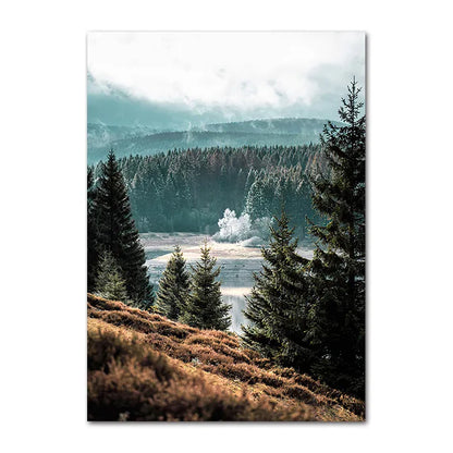 Wilderness Landscape Mountain Lake Forest Wall Art Fine Art Canvas Prints Pictures Of Calm For Living Room Dining Room Art Decor