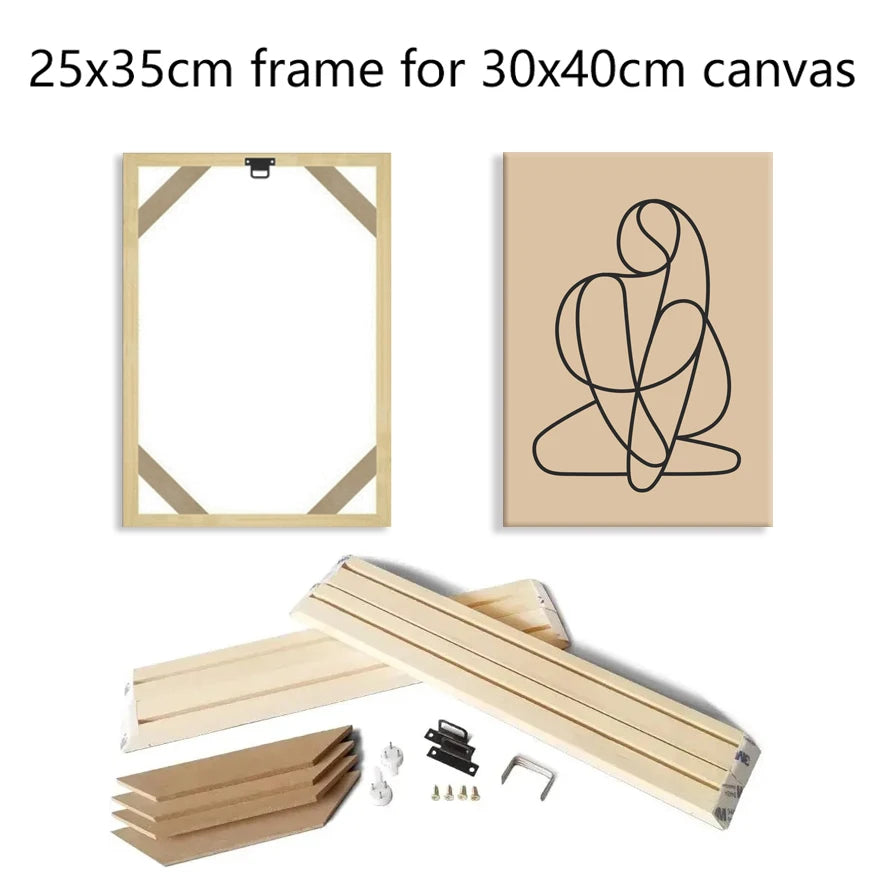 Wood Frame For 30x40cm Canvas Prints Natural Wood Stretcher Bars 25x35cm DIY Picture Framing Kit - Easy To Assemble
