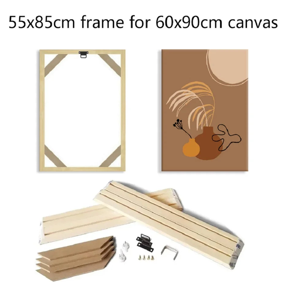 Wood Frame For 60x90cm Canvas Prints Natural Wood Stretcher Bars 55x85cm Easy To Assemble DIY Canvas Framing Kit