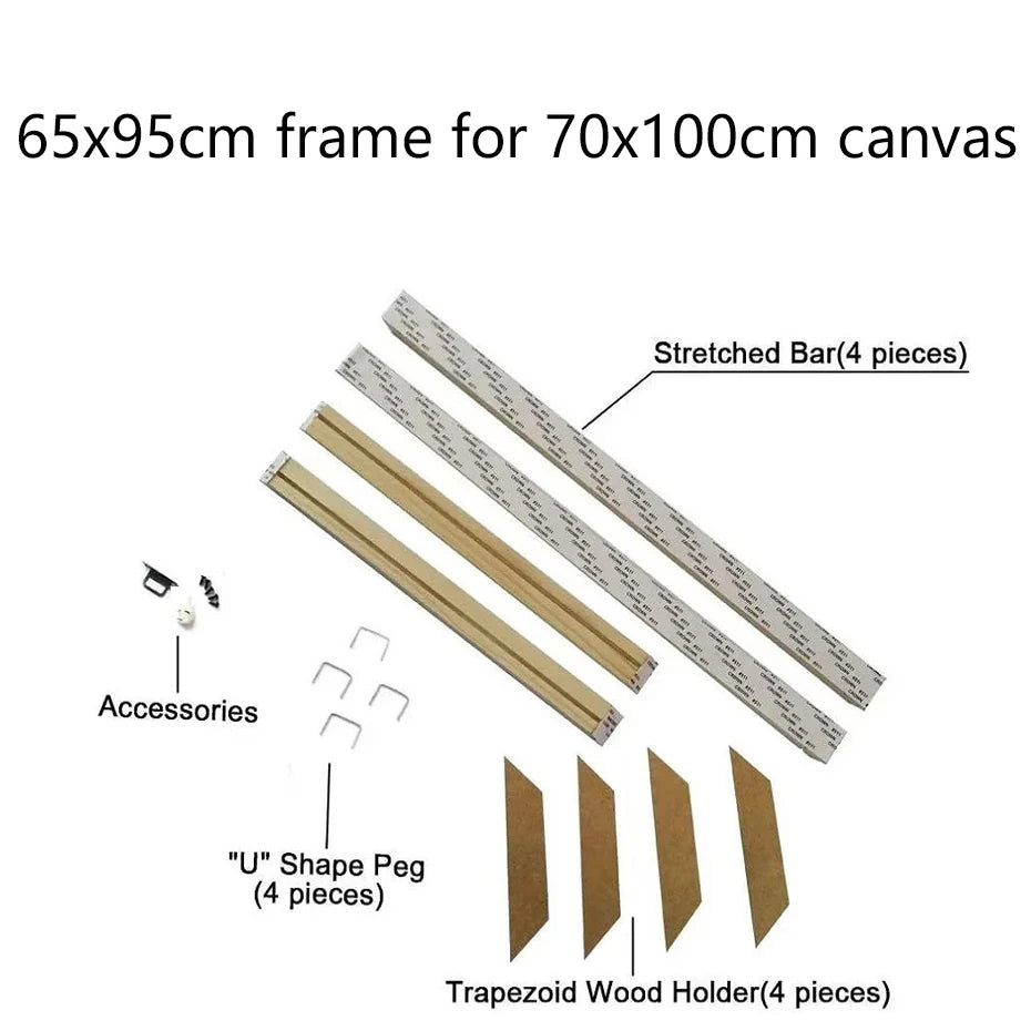 Wood Frame For 70x100cm Canvas Prints Natural Wood Stretcher Bars 65x95cm Easy To Assemble DIY Canvas Framing Kit