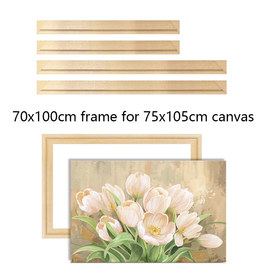 Wood Frame For 75x105cm Canvas Prints Solid Wood Stretcher Bars 70x100cm DIY Picture Framing Kit Easy To Assemble