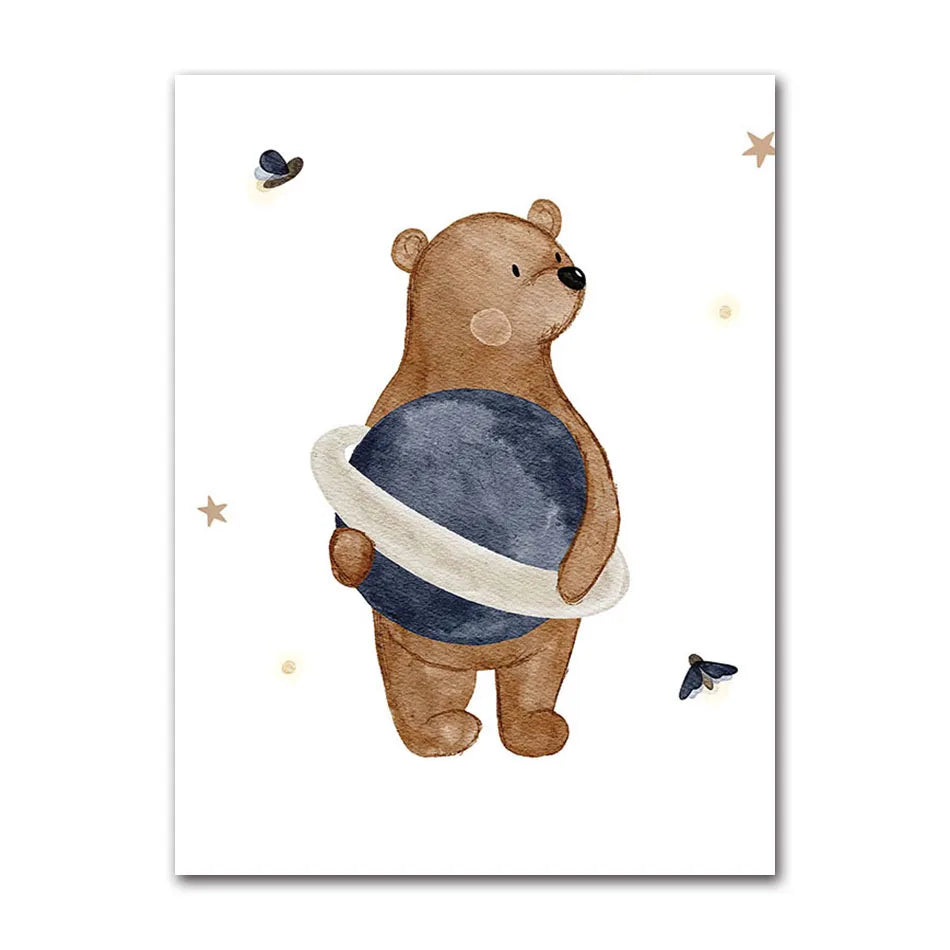 Woodland Animals Cute Nursery Decor Wall Art Fine Art Canvas Prints Hedgehog Bear Fox Bunny Posters For Baby's Room 2025