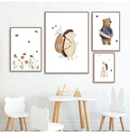 Woodland Animals Cute Nursery Decor Wall Art Fine Art Canvas Prints Hedgehog Bear Fox Bunny Posters For Baby's Room 2025