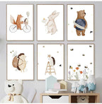Woodland Animals Cute Nursery Decor Wall Art Fine Art Canvas Prints Hedgehog Bear Fox Bunny Posters For Baby's Room 2025