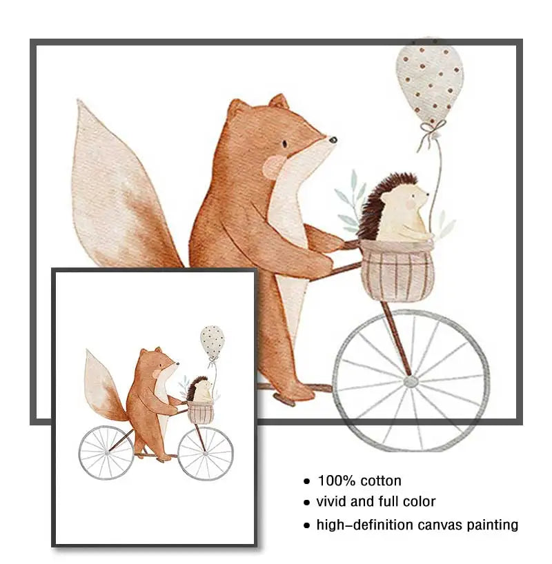 Woodland Animals Cute Nursery Decor Wall Art Fine Art Canvas Prints Hedgehog Bear Fox Bunny Posters For Baby's Room 2025