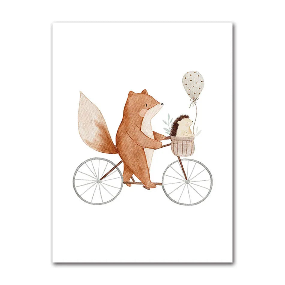 Woodland Animals Cute Nursery Decor Wall Art Fine Art Canvas Prints Hedgehog Bear Fox Bunny Posters For Baby's Room 2025