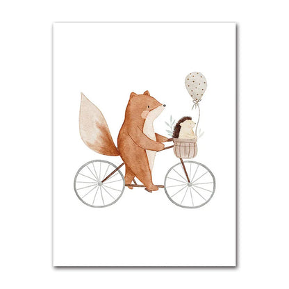 Woodland Animals Cute Nursery Decor Wall Art Fine Art Canvas Prints Hedgehog Bear Fox Bunny Posters For Baby's Room 2025