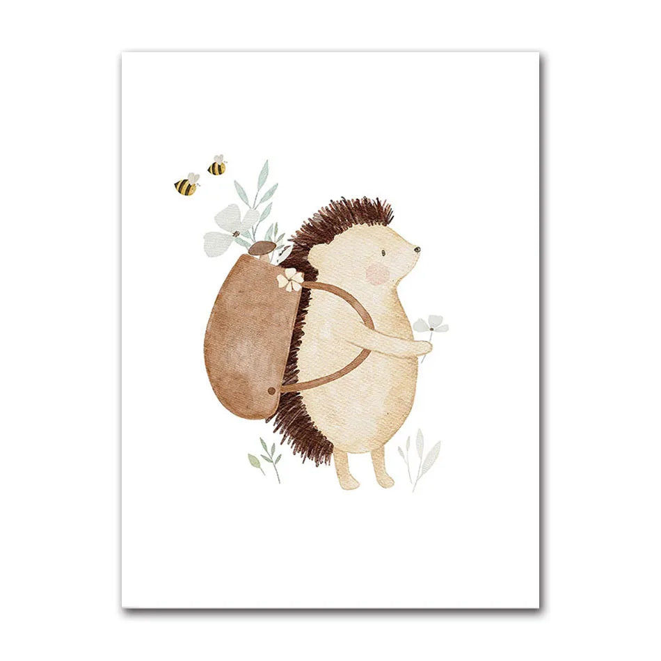 Woodland Animals Cute Nursery Decor Wall Art Fine Art Canvas Prints Hedgehog Bear Fox Bunny Posters For Baby's Room 2025