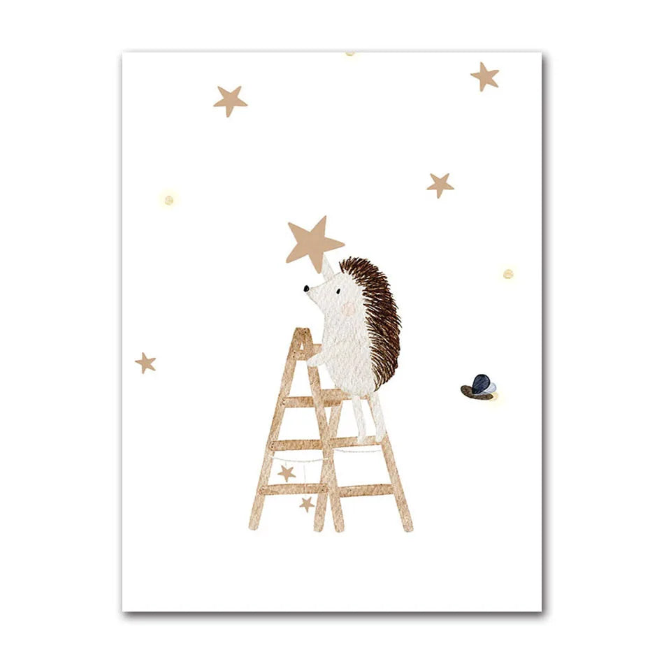Woodland Animals Cute Nursery Decor Wall Art Fine Art Canvas Prints Hedgehog Bear Fox Bunny Posters For Baby's Room 2025
