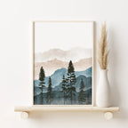 Woodland Forest Wilderness Mountain Watercolor Wall Art Fine Art Canvas Prints Nordic Landscape Pictures Posters For Living Room Art Decor