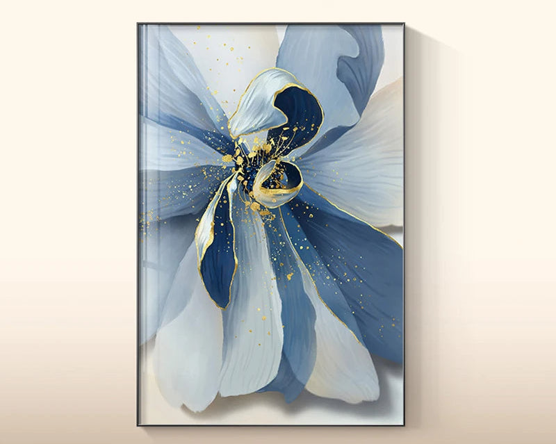Big Floral Modern Abstract Wall Art Fine Art Canvas Prints Blue Jade Orange Yellow Flowers Pictures For Luxury Living Room Nordic Botanical Art Decor