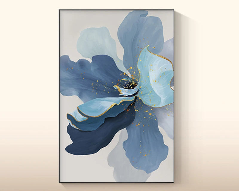 Big Floral Modern Abstract Wall Art Fine Art Canvas Prints Blue Jade Orange Yellow Flowers Pictures For Luxury Living Room Nordic Botanical Art Decor