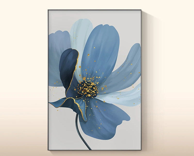Big Floral Modern Abstract Wall Art Fine Art Canvas Prints Blue Jade Orange Yellow Flowers Pictures For Luxury Living Room Nordic Botanical Art Decor