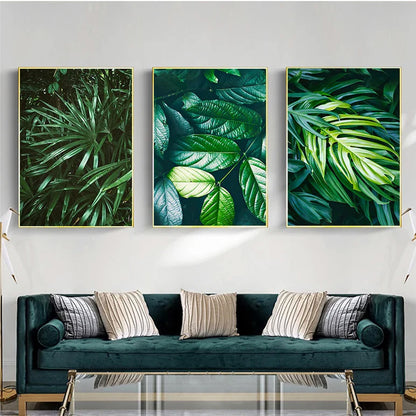 Nordic Tropical Green Leaf Nature Posters Wall Art Fine Art Canvas Prints Ambient Pictures Of Calm For Living Room Dining Room Home Office Decor