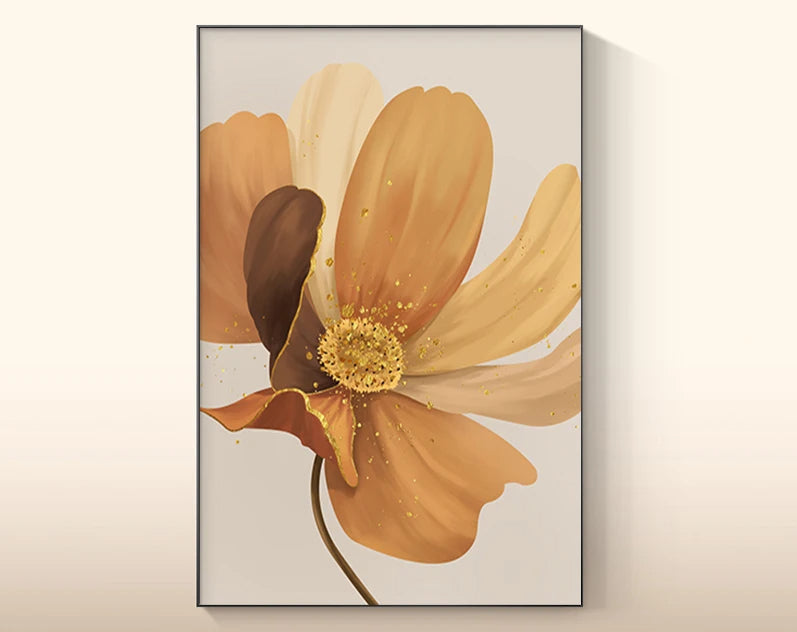 Big Floral Modern Abstract Wall Art Fine Art Canvas Prints Blue Jade Orange Yellow Flowers Pictures For Luxury Living Room Nordic Botanical Art Decor